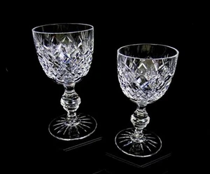 Kusak Brilliant Cut Crystal Cherry Diamond & Fan 2pc 5" Port Wine Glasses 1975 - - Picture 1 of 9