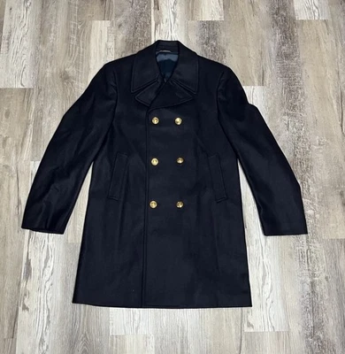 German Army Style Marine Colani Wool Pea Coat Navy Blue XL Euro 54L - Image 1 of 4