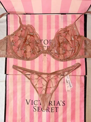 Sujetador Victoria's Secret Muy Sexy 36DDD Tanga Pequeño Estrella Dorada Foto 1 de 4