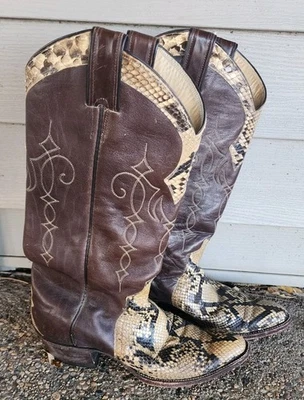 Винтажные ковбойские сапоги Justin African Python Snake 9038 мужские 7 B сделано в США - Изображение 1 из 4