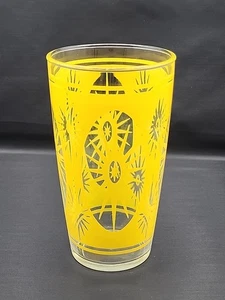 Vintage Hazel Atlas Atomic Yellow Starburst MCM Glass 6.75" Tall, 24 oz. - Picture 1 of 6