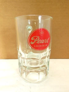 VINTAGE GLASS HANDLED MUG ADVERTISING PEARL LAGER BEER - Picture 1 of 7