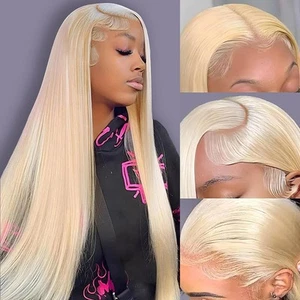 30 Inch 613 Lace Front Wig Human Hair Blonde 13X6 HD Transparent Lace Front W... - Picture 1 of 9
