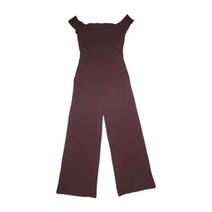Express Off The Shoulder Wide Leg Wine Jumpsuit Size XS - Picture 1 of 5
