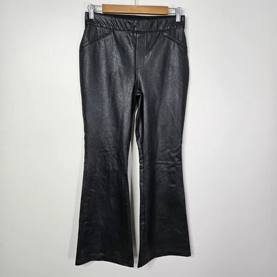 Spanx Faux Leather Leather-Like Kick Flare Black Pant Size Large Petite  - Image 1 of 4