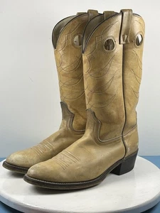 Vintage Acme Mens Boots Cowboy Western Boots Distressed Style 4612 Size 11D Tan! - Picture 1 of 19