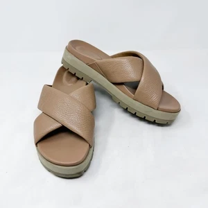 Sandalias Vionic Talla 11 Bronceadas Vesta Cuero Cruzado Plataforma Slides Suela - Imagen 1 de 10