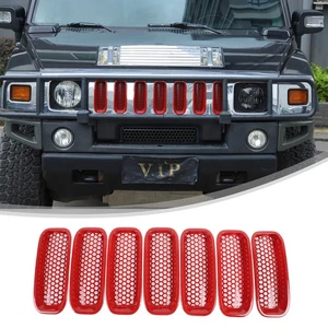 7PCS ABS Red Front Grille Anti-Insect Proof Net For Hummer H2 2003-2009 - Picture 1 of 15