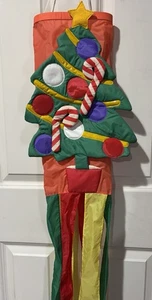 Vintage Weihnachtsbaum Windsack 59" Nylon Hof Dekoration Zuckerstange Ornament - Bild 1 von 4