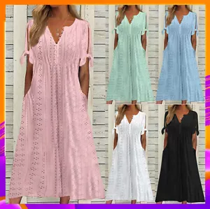 Mujeres Sexy Encaje Boho Largo Maxi Vestido Damas Verano Playa Vacaciones Fiesta Solero‹ - Imagen 1 de 18