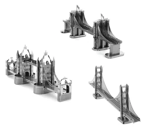 3 Fascinations Metal Earth Model Kit Brooklyn Bridge London Tower SF Golden Gate - Picture 1 of 4
