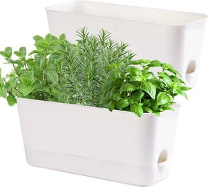 Herb Garden Planter Indoor Kit Self Watering Pots for Indoor/Outdoor Plants - Picture 1 of 12