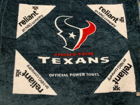 OLDER HOUSTON TEXANS OFFICIAL DEEP STEEL BLUE POWER TOWEL RELIANT NRG NEW Cover