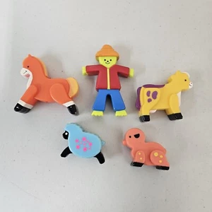 Vintage Lot 5 Fisher Price Baby Mobile Crib Replacement Toy Farm Animals 1970s - Picture 1 of 8
