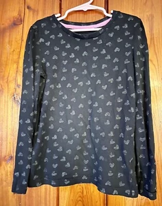 Circo Long Sleeve Tee Size M (7/8) Black Sparkly Hearts - Picture 1 of 2