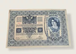 Preowned- Austro-Hungary 1000 Tausend Kronen 1902 Banknote - Picture 1 of 10