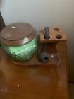 VINTAGE 50'S HUMIDOR AND PIPE STAND /WITH PIPE