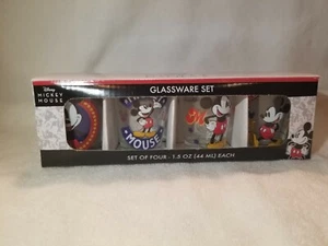 New Walt Disney Set of 4 Mickey Mouse Glassware / Shot Glasses . 1.5 oz. each - Picture 1 of 5