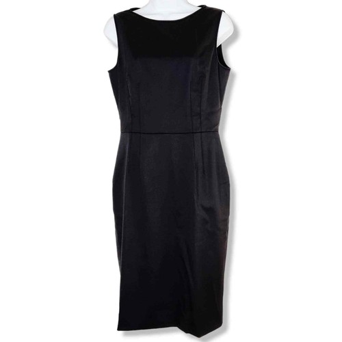 Abito da donna senza maniche Valentino Techno Couture lana nera senza maniche in guaina taglia 8