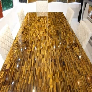 4'x3' Marble dining Table Top Tiger Eye Stones Random Inlay Table Top Home Decor - Picture 1 of 4