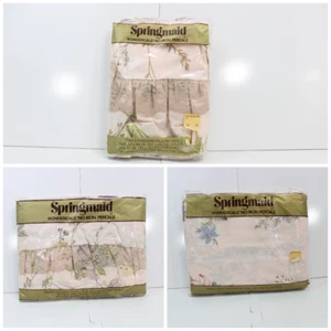 VTG Springmaid Wondercal Sheets 80s Floral Fitted Flat Pillow Case Full Double - Picture 1 of 8