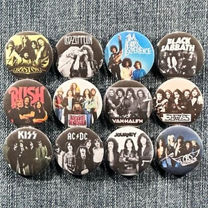 Guitarra Retro 12 Pines Banda Hard Rock Clásica Botones Pinback Música Años 70 80 1.5" - Imagen 1 de 5