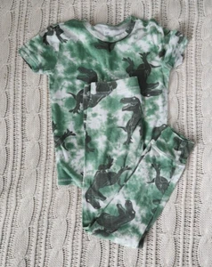 Gap Kids Green Tie Dye Cotton Snug Fit Dino Pajamas PJs Boys Girls Unisex 10 - Picture 1 of 12