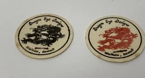 Lot 2 Dragon Eye Designs POG Milkcap Hawaii Vintage Advertising - Picture 1 of 6