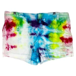 Crown Ivy Plus Size 16 Shorts Rainbow Bright Tie Dye Handmade Cotton 5 Inch 1399 - Picture 1 of 7