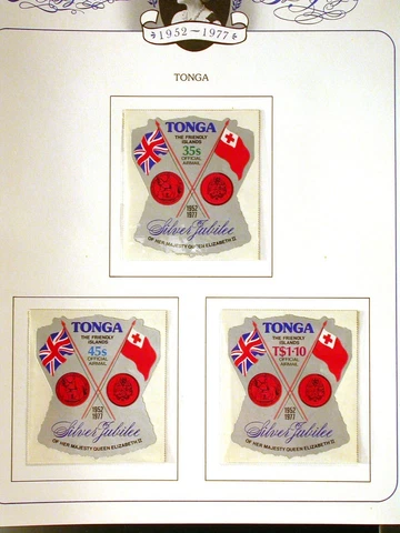 TONGA Queens silver jubilee, MNH, set of 5 self adhesive stamps official airmail Cover