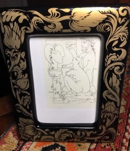 3.5x5" photo frame gold floral design on black; plastic cover FOUR SEASONS - Picture 1 of 4