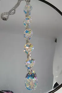 Handmade w/ Swarovski Crystal Clear AB Teardrop & Octagon Suncatcher/ Prism - Picture 1 of 2