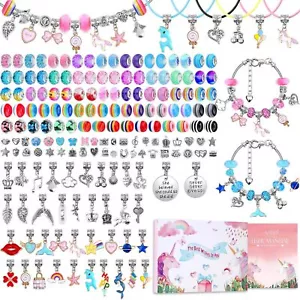 180 Pcs Charm Bracelet Making Kit for Girls, Mckanti Unicorn Mermaid Crafts Gift - Picture 1 of 8