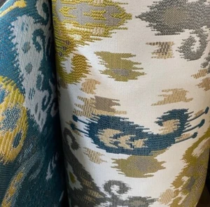 Majico Silver Bay jacquard woven embroidery like ikat pattern - Picture 1 of 12