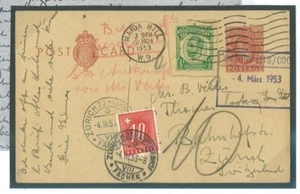 GB London Post.Stat.and Cut-out Post.Dues/SWITZERLAND Zurich 1953 K321 - Picture 1 of 3