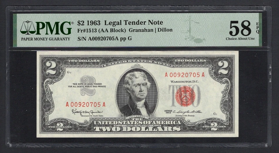 United States-Legal Tender Note 2 Dollars 1963 Fr#1513 (AA Block) AUNC - Image 1 of 2