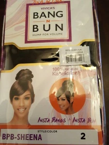 Vivica's Bang N Bun #2 Black Instant Bangs and a Bun Hump for Volume  - Picture 1 of 5