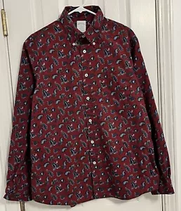 Brooks Brothers 1818 Regent Herren Large weinrot blau Paisley Baumwolle Langarm - Bild 1 von 11