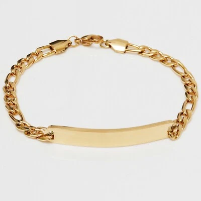 Personalized Gold ID Bracelet for Couple – Custom Engraved Name 6–9” - Image 1 of 4