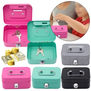 Key Lock Home Money Box Money Saving Box Portable Durable Small Storage Box - Picture 1 of 17