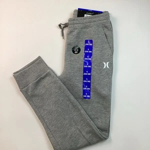 Hurley Youth Boys Fleece Jogger Sweatpants Stretch w/Pockets, Gray, L 14/16 - Picture 1 of 9