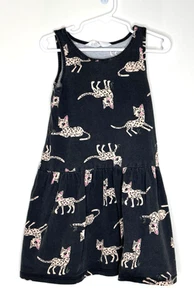 H&M Girls 110/116 cm US 5 6 tank dress summer Leopard Print Soft Black - Picture 1 of 4
