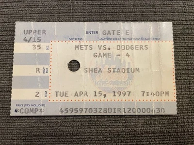 第一届美国职棒大联盟杰基·罗宾逊日门票存根 1997 年 4 月 15 日大都会队与道奇队! — 第 1/3 张图片