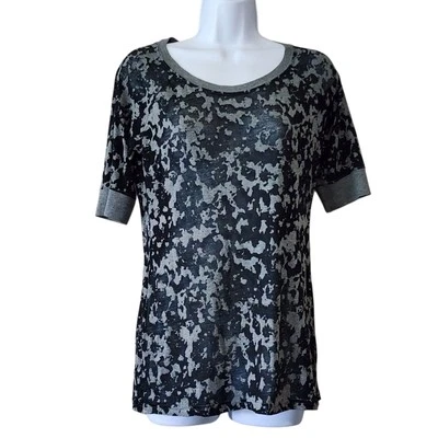 Camiseta City Streets Burnout para mujer talla L negra gris transparente manga corta raglán Foto 1 de 4