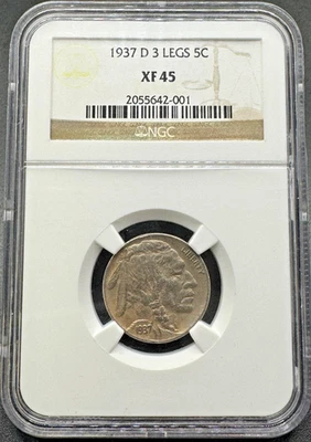 MINT ERROR 1937-D 3 LEGS BUFFALO NICKEL NGC XF45 11EBXA25 - Image 1 of 4
