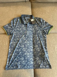 G/Fore Peony Sketch Tech Golf Polo Men’s Medium Banded Sleeve Stretch Shirt - Picture 1 of 8