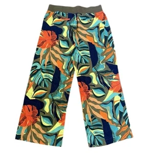 Soft Surroundings Aliso Point Linen Pants Sz 1X Tropical Print Wide Leg NWT NEW - Picture 1 of 20