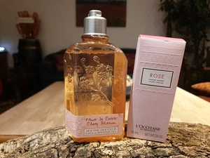 L'Occitane Cherry Blossom Bath & Shower Gel 250ml & Rose Hand Cream 75m - Picture 1 of 10
