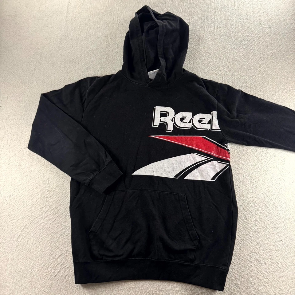 Sudadera con capucha clásica vintage Reebok para niños XL (18-20) negra con logotipo deletreado forrada de vellón Foto 1 de 4