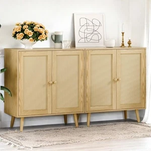 infurnic Set of 2 Rattan Sideboard Buffet Cabinets, Stylish Accent Cabinets w... - Picture 1 of 7